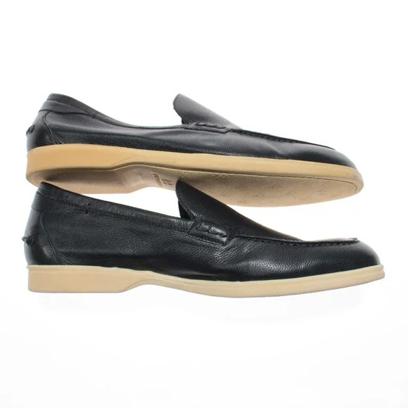 Di Bianco NWD Etna Pebble Leather Loafers / Drivers Size 42 (US 9) in Navy